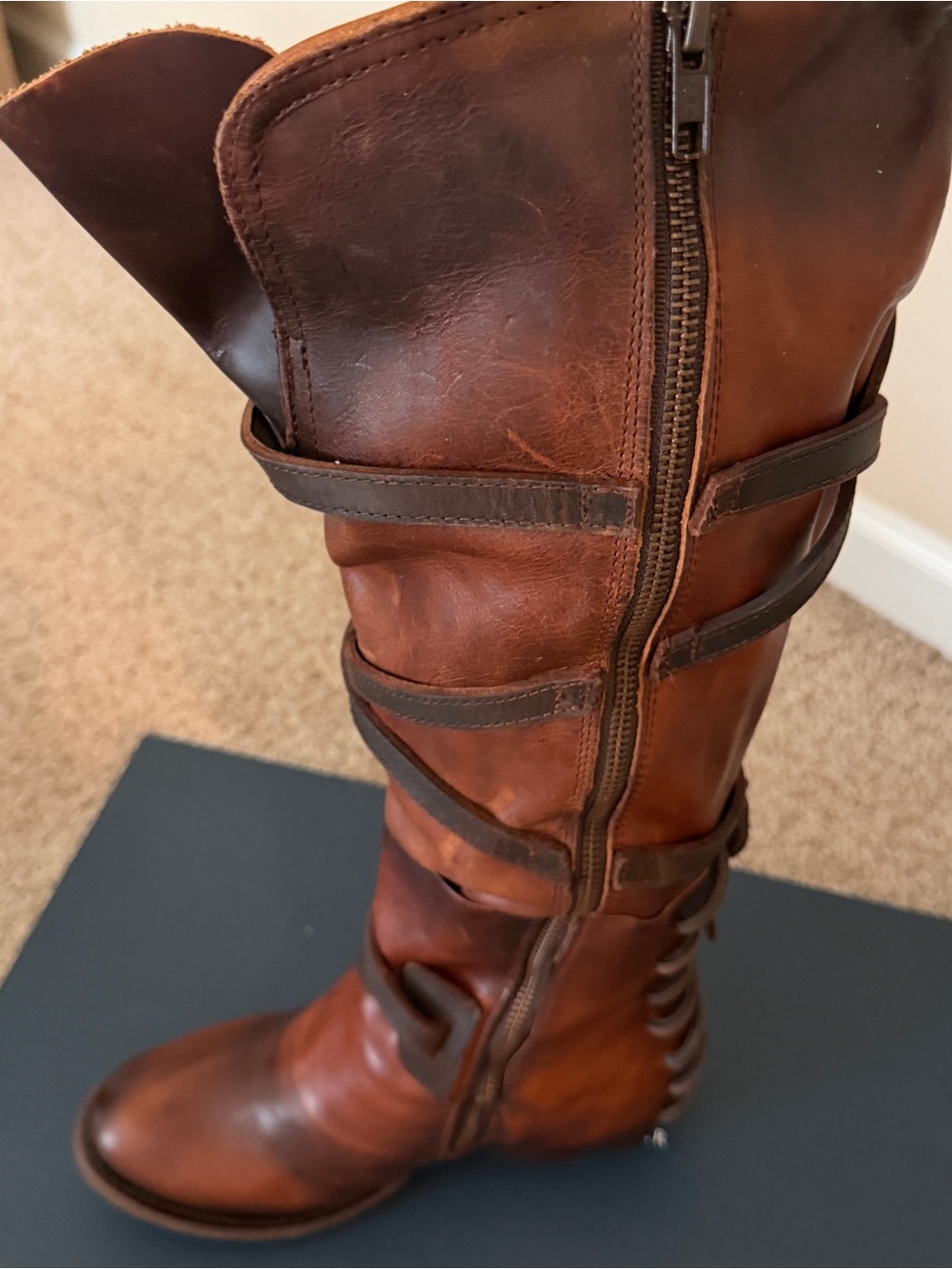 Freebird by Steven Brown Leather Strappy Knee Boots -Cassius